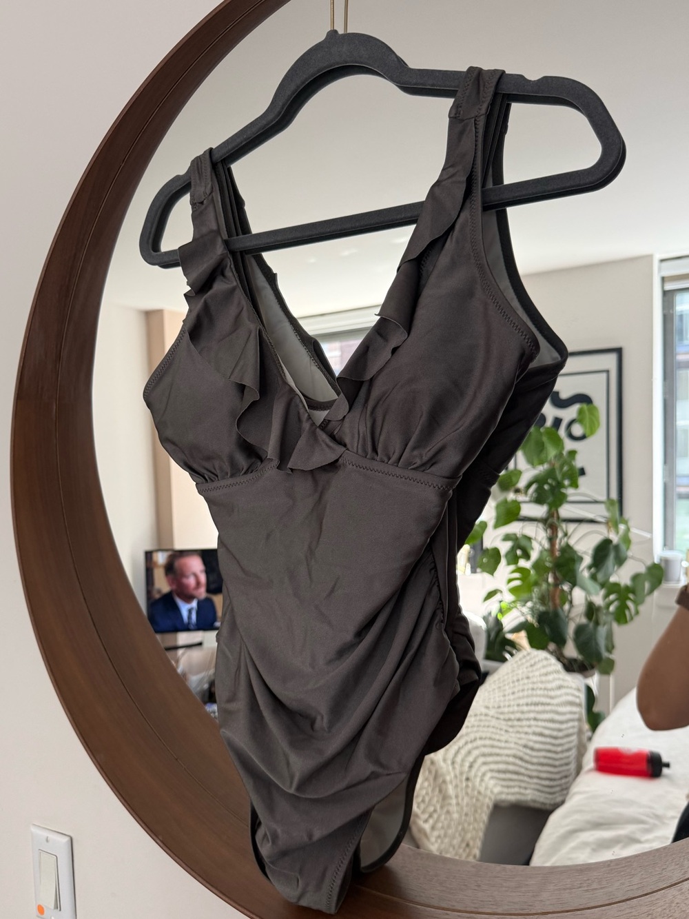 Women's Dark Gray cupshe Ruffled One-Piece Swimsuit